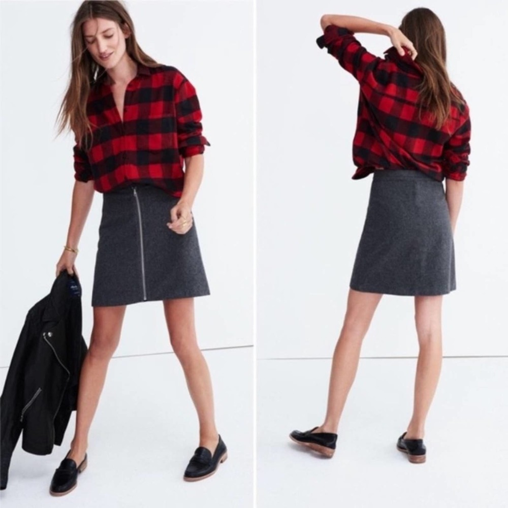 MADEWELL STUDIO GREY ZIP WOOL SKIRT SIZE 10